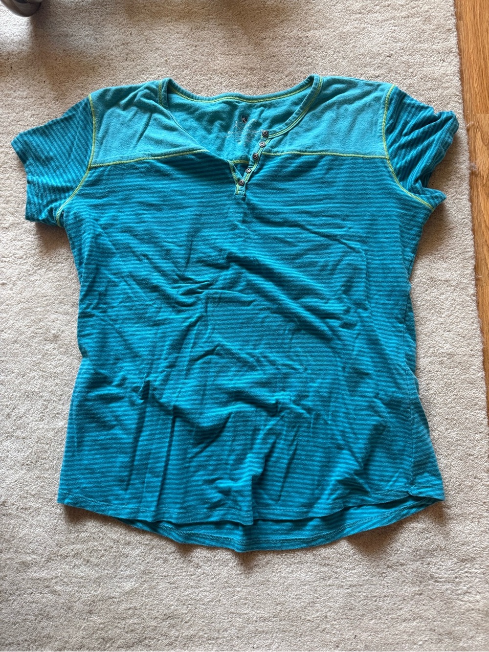 KÜHL Women’s 100% Cotton Turquoise Henley Tee Size Large